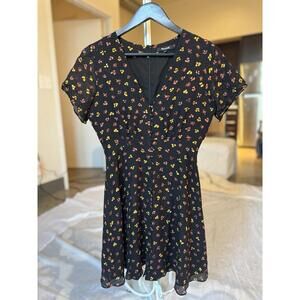Madewell Feline Floral Silk Button Front Dress- Sz 2 Or Xs